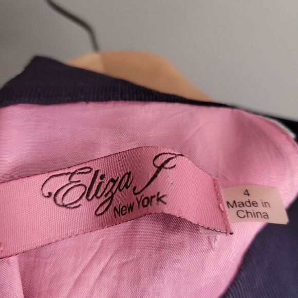 Eliza J Blue Polka Dot Dress Women's 4 Pleated Fit Flare Knee Length Sleeveless - Picture 3 of 13